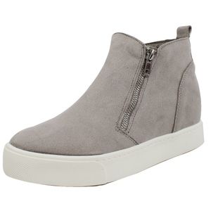 Light Grey Zipper Hidden Wedge Rubber Sole Sneaker